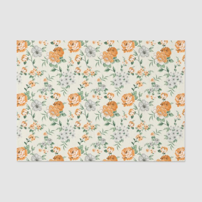 Papier Mousseline Jardin Jaune doux motif floral (Recto)