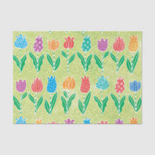 Papier Mousseline Jardin lumineux floral de tulipes