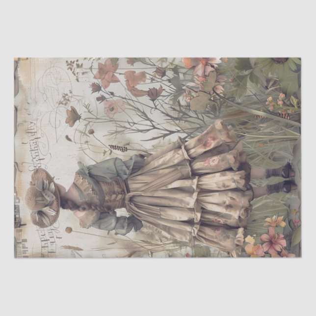 Papier Mousseline Jardin victorien fille (Recto)