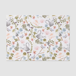 Papier Mousseline Jardin Vintage Aquarelle Cottagecore