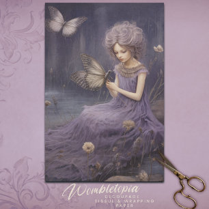 Papier Mousseline Jardin Whimsical vintage Lavender Fairy, Découpage