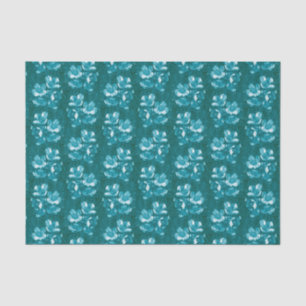 Papier Mousseline Jasmine Fleuron Vintage Fleur Motif Floral Turquoi