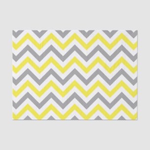 Papier Mousseline Jaune, Gris Dk What Grand Motif Chevron ZigZag