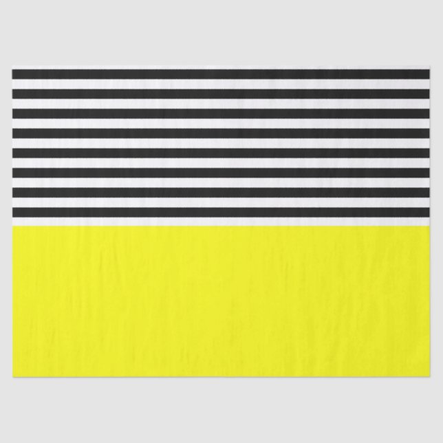 Papier Mousseline Jaune néon avec rayures noires et blanches (Recto)
