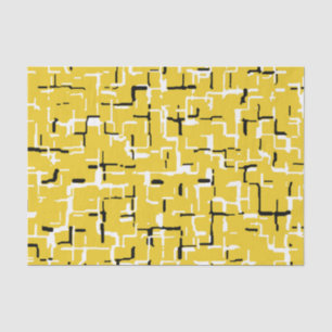 Papier Mousseline Jaune noir blanc Motif moderne