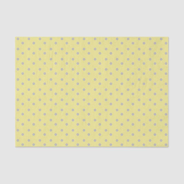 Papier Mousseline Jaune pâle avec Pois gris (Recto)