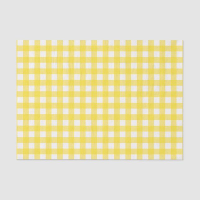 Papier Mousseline Jaune soleil En vichy Motif vérifié (Recto)