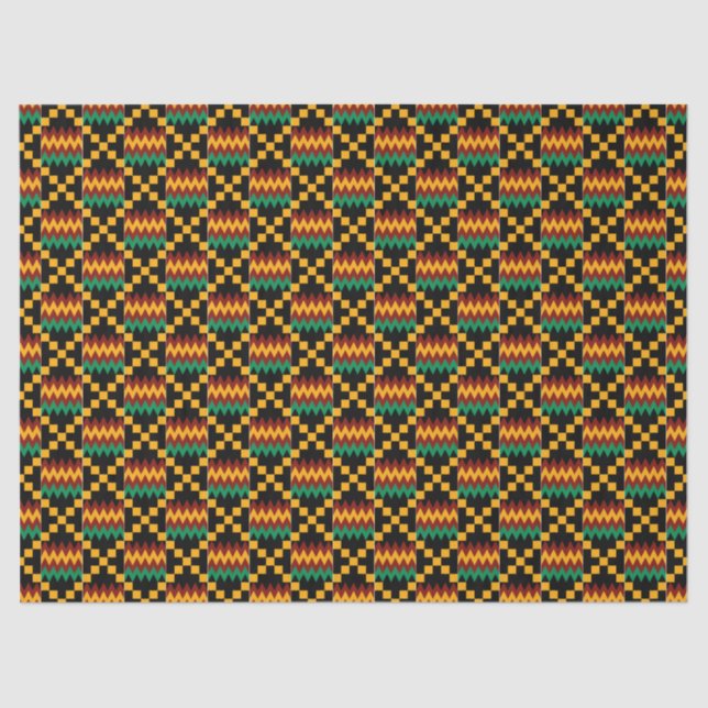 Papier Mousseline Jaune, Vert, Rouge, Noir Kwanzaa Kente Cloche (Recto)