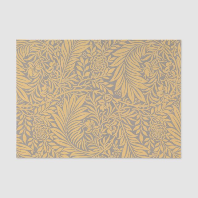 Papier Mousseline JAUNE William Morris FERN MOTIF Tissu Papier papie (Recto)