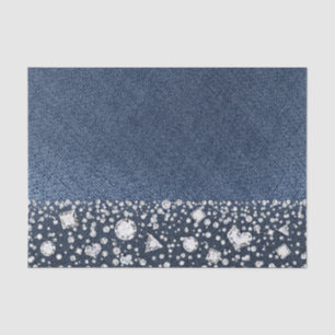 Papier Mousseline Jean Bleu Denim & Diamants Diamants Bling Glamour