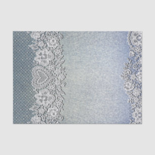 Papier Mousseline Jean en denim bleu et bridal shower en dentelle à 