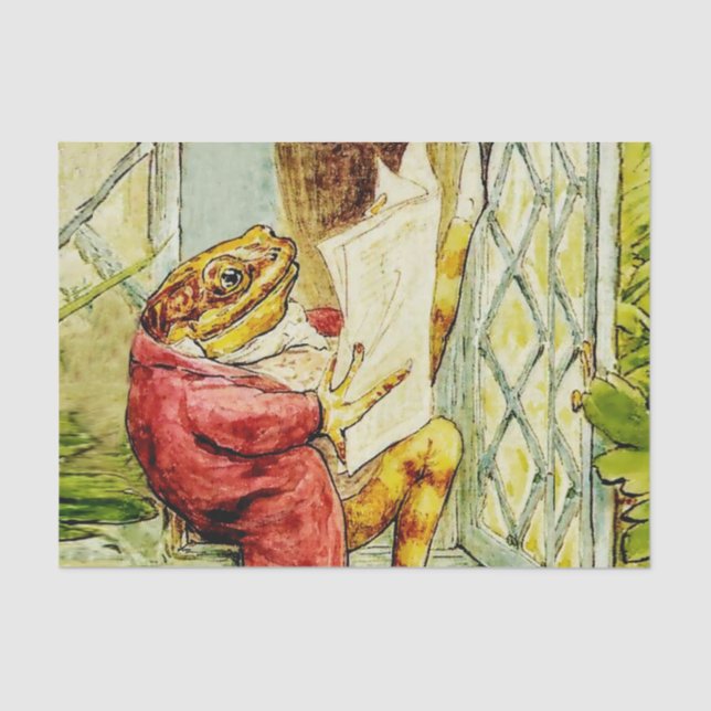 Papier Mousseline "Jeremy Fisher lit les nouvelles" par Beatrix Pott (Recto)