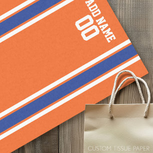 Papier Mousseline Jersey de sport personnalisé orange et bleu