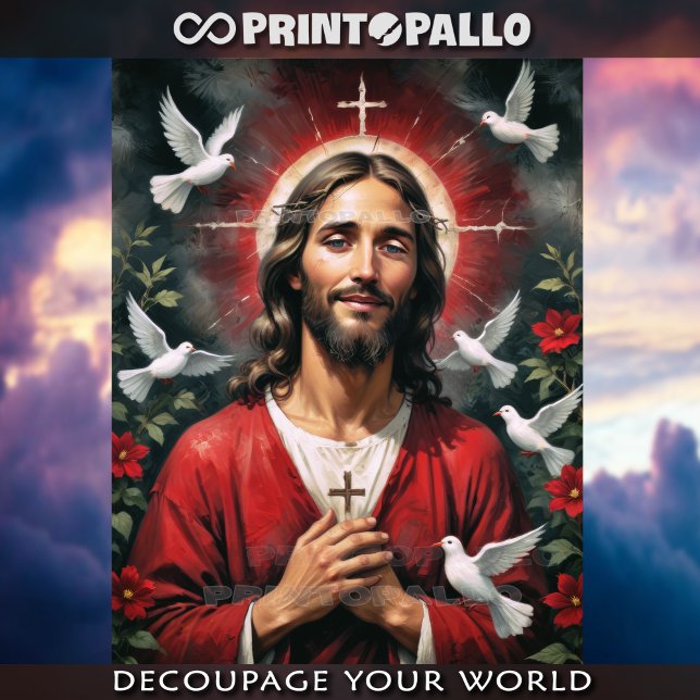 Papier Mousseline Jésus-Christ avec la Sainte Croix et les Doses (Créateur téléchargé)