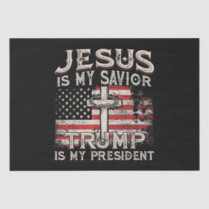 Papier Mousseline Jésus Est Mon Sauveur Trump Est Mon Président Amér