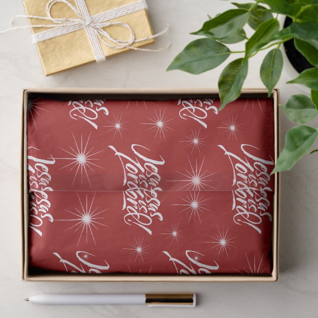 Papier Mousseline Jésus est Seigneur religieux Noël Rouge chrétien (Cadeau)