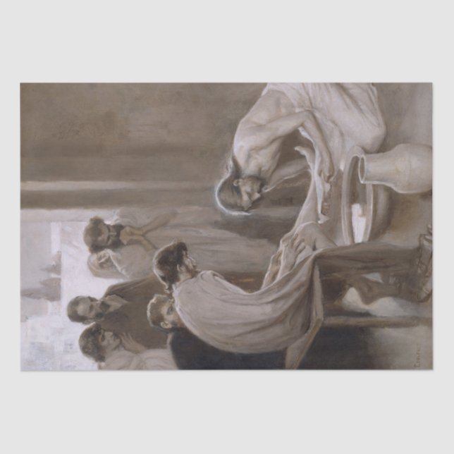 Papier Mousseline Jésus Lave les pieds de ses disciples (Recto)