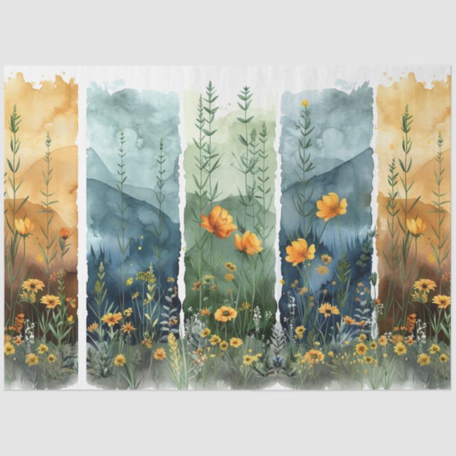 Papier Mousseline Jeu D'Aquarelles De Découpage De 4 Flores (Recto)