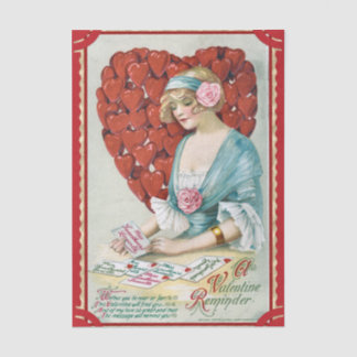 Papier Mousseline Jeune femme de la Saint-Valentin vintage avec lett