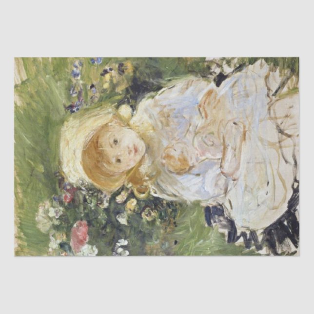 Papier Mousseline Jeune fille avec une poupée (par Berthe Morisot) (Recto)