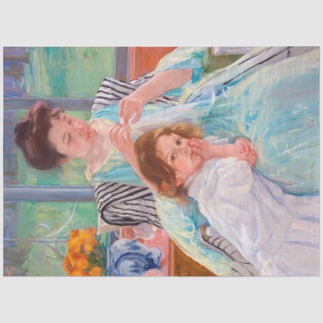 Papier Mousseline Jeune mère coudre, Mary Cassatt (Recto)