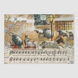 Papier Mousseline Jingle Cloches Partition Musique Cheval Sleigh Hol