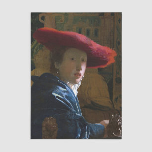 Papier Mousseline Johannes Vermeer - Fille avec un Casquette rouge