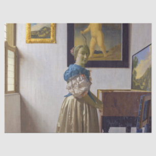 Papier Mousseline Johannes Vermeer - Lady debout dans une virginale
