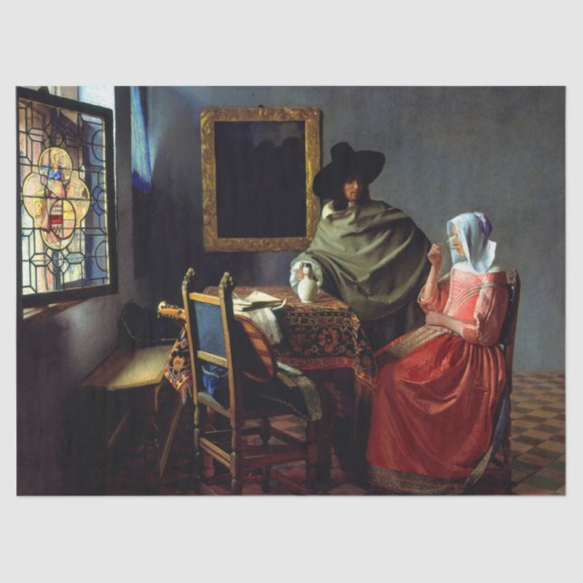 Papier Mousseline Johannes Vermeer - Le verre du vin (Recto)