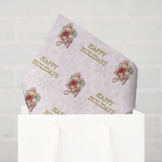 Papier Mousseline Joie Écriture Rouge Botanique Noël