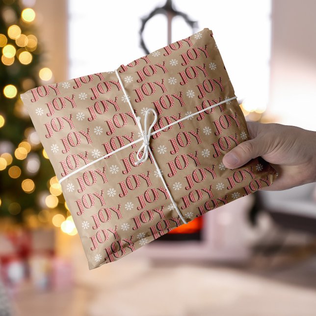 Papier Mousseline Joie Noël rouge et beige (Joy red and beige Christmas Tissue Paper)