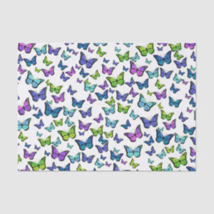 Papier Mousseline Joli bleu vert et violet Motif papillon