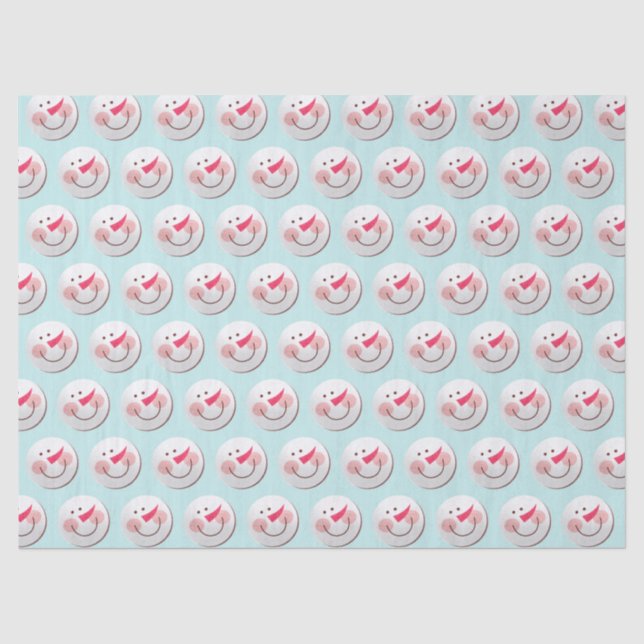 Papier Mousseline Joli bonhomme de neige face Motif Noël (Recto)