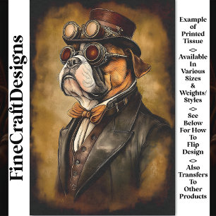 Papier Mousseline Joli Bouledogue Steampunk Avec Lunettes BD3 Découp