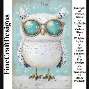 Papier Mousseline Joli Caprice Steampunk Hibou Blanc BT6 Découpage
