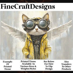 Papier Mousseline Joli Chat Steampunk Avec des Ailes, Découpage Rain