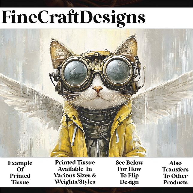 Papier Mousseline Joli Chat Steampunk Avec des Ailes, Rain AX9 Décou (Créateur téléchargé)