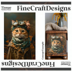 Papier Mousseline Joli Chat Steampunk Tenue Fantaisiste Découpage A5