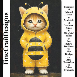 Papier Mousseline Joli Chaton Habillé En Bourdon AK4F Découpage