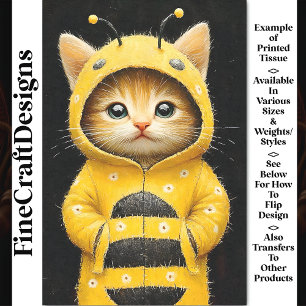 Papier Mousseline Joli Chaton Habillé En Bourdon AK4H Découpage