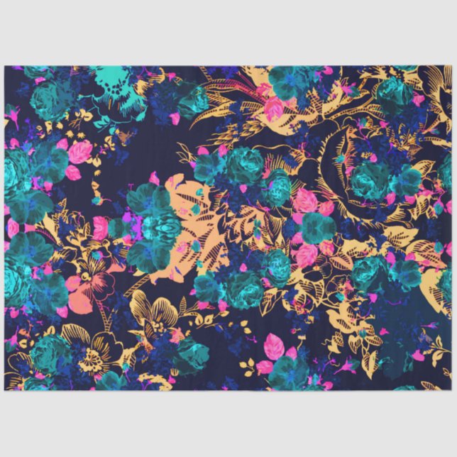 Papier Mousseline Joli chic fleurs abstraites arrière - plan (Recto)