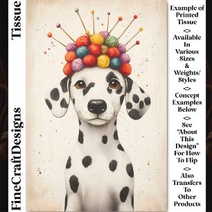 Papier Mousseline Joli chien dalmatien, couronne de boule de laine C
