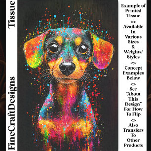 Papier Mousseline Joli Chien Teckel d'Art Pop Coloré CT1 Découpage