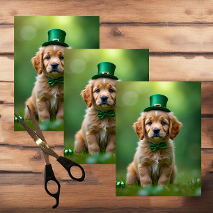 Papier Mousseline Joli chiot avec tenue St. Patrick, shamrock