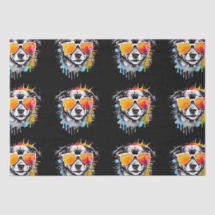Papier Mousseline Joli chiot coloré avec lunettes de soleil splash