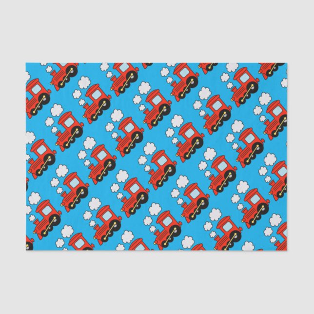 Papier Mousseline Joli choo choo rouge train cadeau d'anniversaire p (Recto)