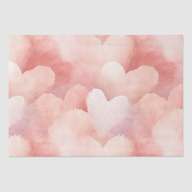 Papier Mousseline Joli Coeur rose (Recto)