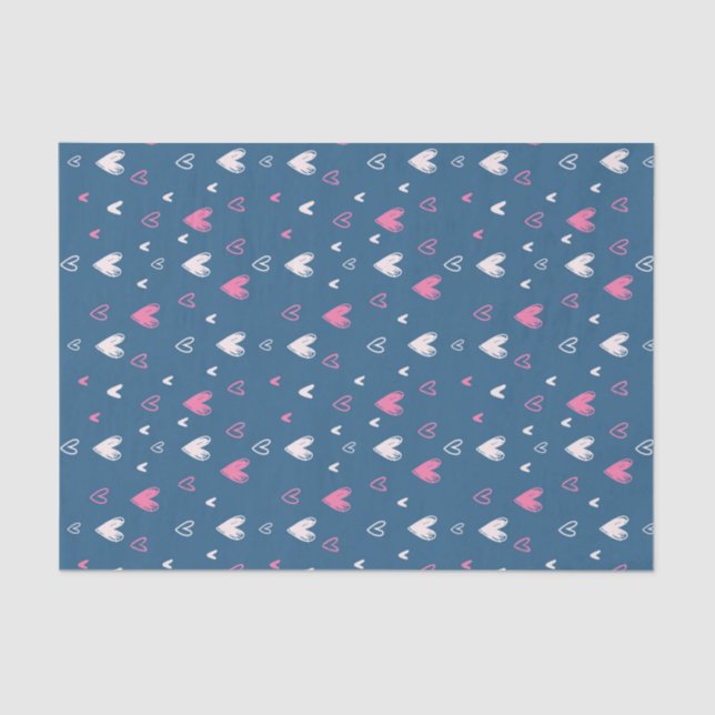 Papier Mousseline Joli cœur rose doodle croquis Saint-Valentin (Recto)