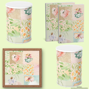 Papier Mousseline Joli collage pastel floral motif aquarelle