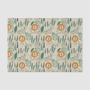 Papier Mousseline Joli Doodle Lion Jungle Rainforest Motif